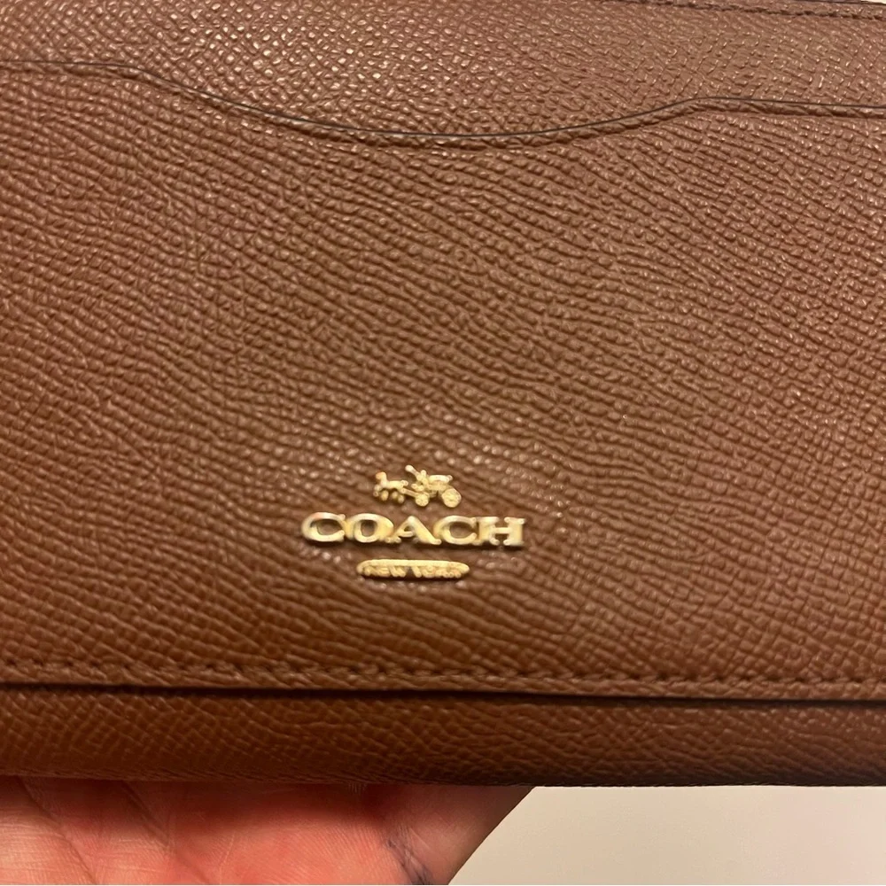 Coach Long Zip Wallet, Brown/gold‎ Accent